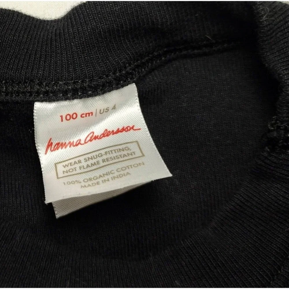 Hanna Andersson Sz 4 Black Moon Stars‎ Bat Holiday Organic Pajama Top 100 cm